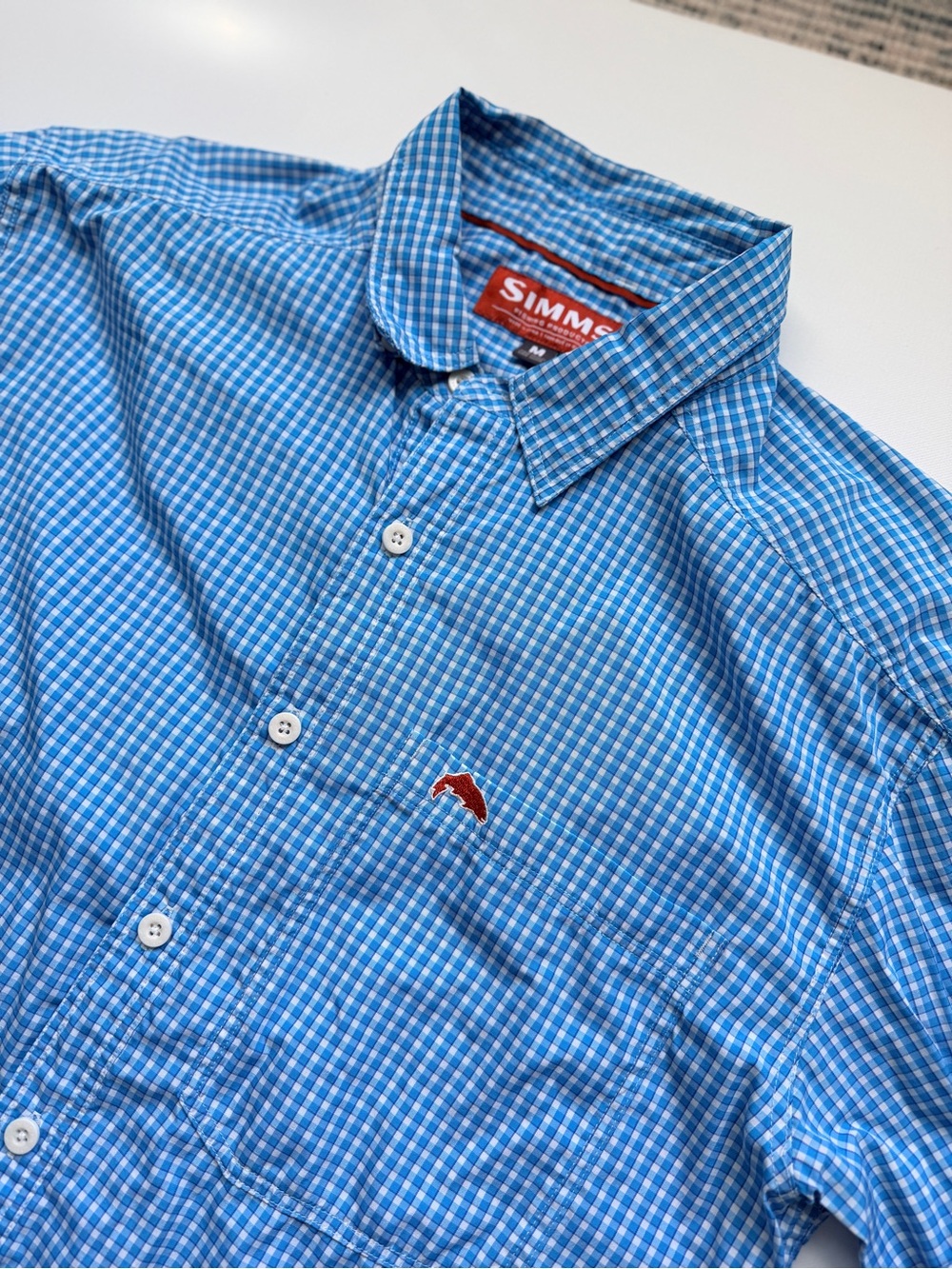 Simms Men’s Blue & White Gingham Button-Down Shirt